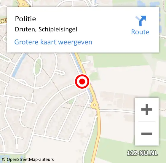 Locatie op kaart van de 112 melding: Politie Druten, Schipleisingel op 25 juni 2019 20:22