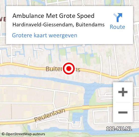 Locatie op kaart van de 112 melding: Ambulance Met Grote Spoed Naar Hardinxveld-Giessendam, Buitendams op 25 juni 2019 20:38