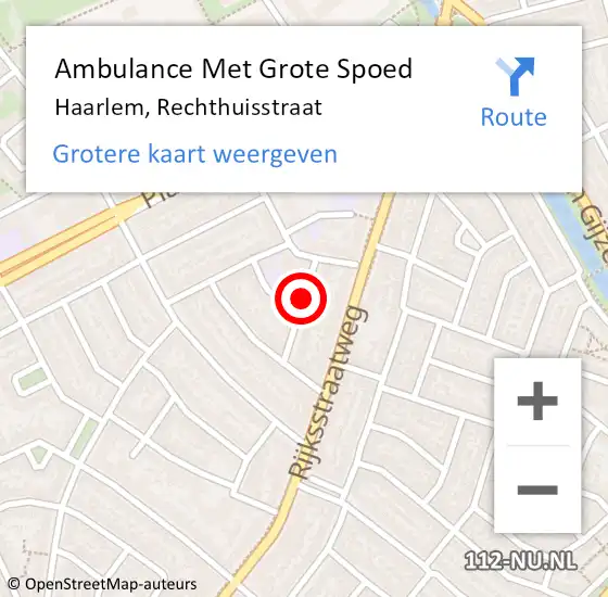 Locatie op kaart van de 112 melding: Ambulance Met Grote Spoed Naar Haarlem, Rechthuisstraat op 25 juni 2019 21:35