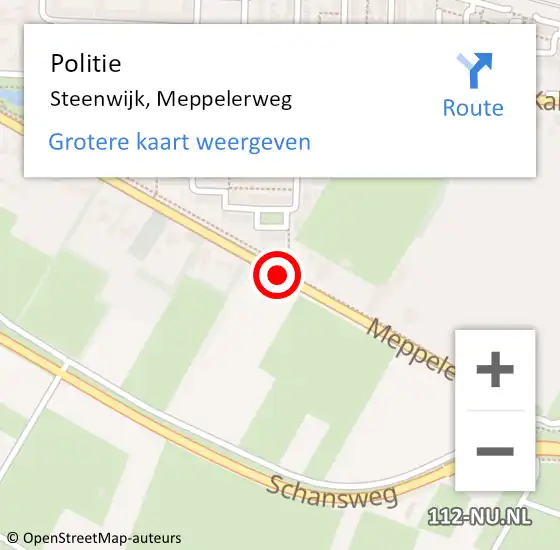 Locatie op kaart van de 112 melding: Politie Steenwijk, Meppelerweg op 25 juni 2019 21:37