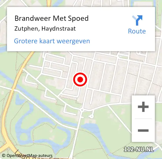 Locatie op kaart van de 112 melding: Brandweer Met Spoed Naar Zutphen, Haydnstraat op 25 juni 2019 21:59