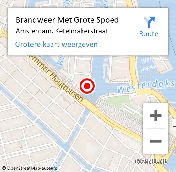 Locatie op kaart van de 112 melding: Brandweer Met Grote Spoed Naar Amsterdam, Ketelmakerstraat op 25 juni 2019 22:21