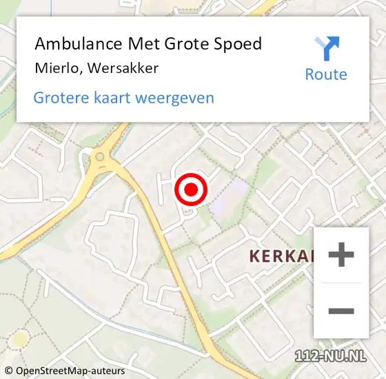 Locatie op kaart van de 112 melding: Ambulance Met Grote Spoed Naar Mierlo, Wersakker op 25 juni 2019 23:05