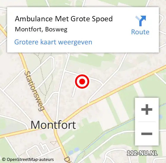 Locatie op kaart van de 112 melding: Ambulance Met Grote Spoed Naar Montfort, Bosweg op 26 juni 2019 01:01