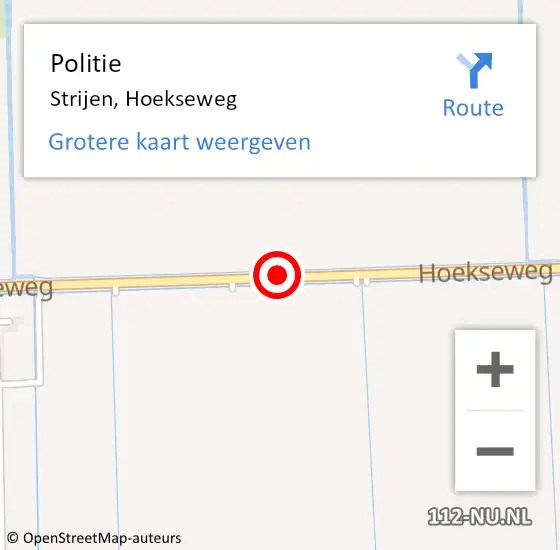 Locatie op kaart van de 112 melding: Politie Strijen, Hoekseweg op 26 juni 2019 06:57