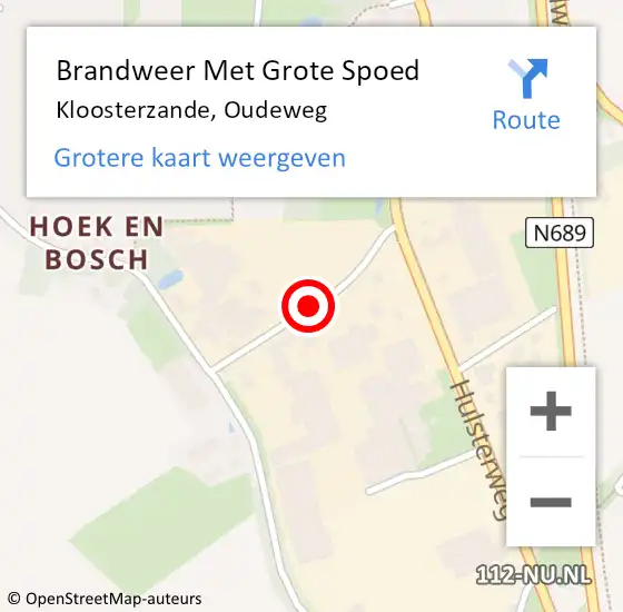 Locatie op kaart van de 112 melding: Brandweer Met Grote Spoed Naar Kloosterzande, Oudeweg op 26 juni 2019 07:09