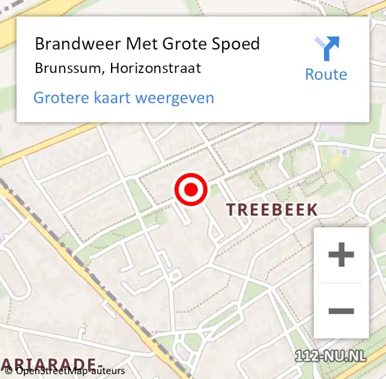 Locatie op kaart van de 112 melding: Brandweer Met Grote Spoed Naar Brunssum, Horizonstraat op 26 juni 2019 08:30