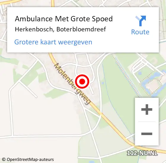 Locatie op kaart van de 112 melding: Ambulance Met Grote Spoed Naar Herkenbosch, Boterbloemdreef op 26 juni 2019 08:35