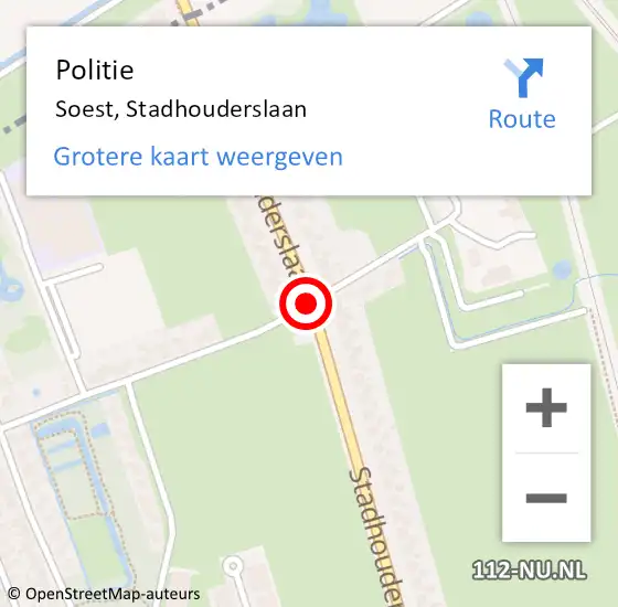 Locatie op kaart van de 112 melding: Politie Soest, Stadhouderslaan op 26 juni 2019 08:44