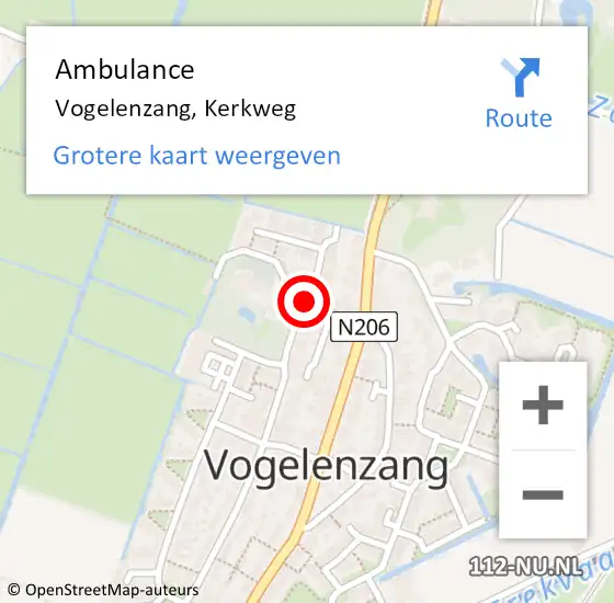 Locatie op kaart van de 112 melding: Ambulance Vogelenzang, Kerkweg op 26 juni 2019 09:35