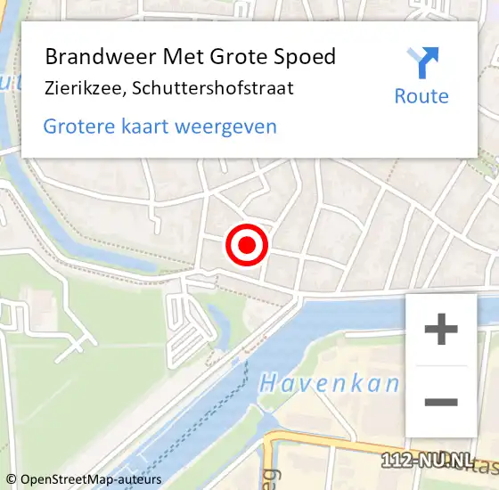 Locatie op kaart van de 112 melding: Brandweer Met Grote Spoed Naar Zierikzee, Schuttershofstraat op 5 april 2014 15:58