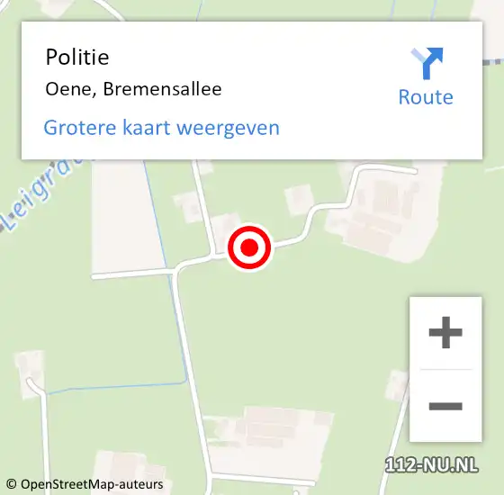 Locatie op kaart van de 112 melding: Politie Oene, Bremensallee op 26 juni 2019 10:11