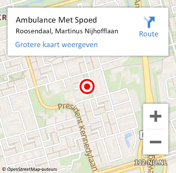 Locatie op kaart van de 112 melding: Ambulance Met Spoed Naar Roosendaal, Martinus Nijhofflaan op 26 juni 2019 10:22