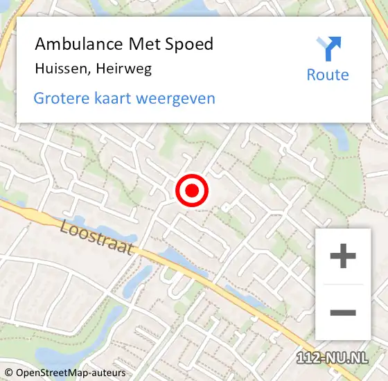 Locatie op kaart van de 112 melding: Ambulance Met Spoed Naar Huissen, Heirweg op 26 juni 2019 10:51