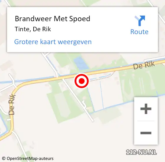 Locatie op kaart van de 112 melding: Brandweer Met Spoed Naar Tinte, De Rik op 26 juni 2019 10:52