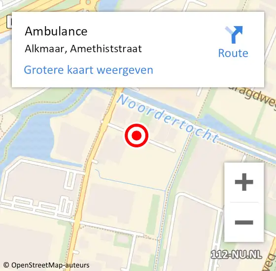 Locatie op kaart van de 112 melding: Ambulance Alkmaar, Amethiststraat op 26 juni 2019 11:07