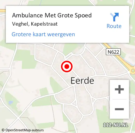 Locatie op kaart van de 112 melding: Ambulance Met Grote Spoed Naar Veghel, Kapelstraat op 26 juni 2019 11:17