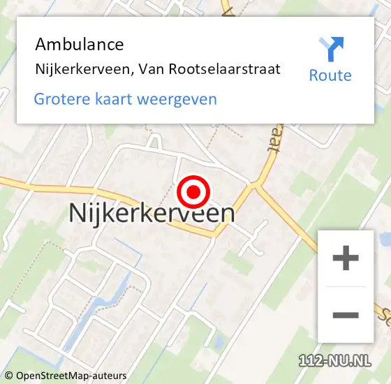 Locatie op kaart van de 112 melding: Ambulance Nijkerkerveen, Van Rootselaarstraat op 26 juni 2019 12:01