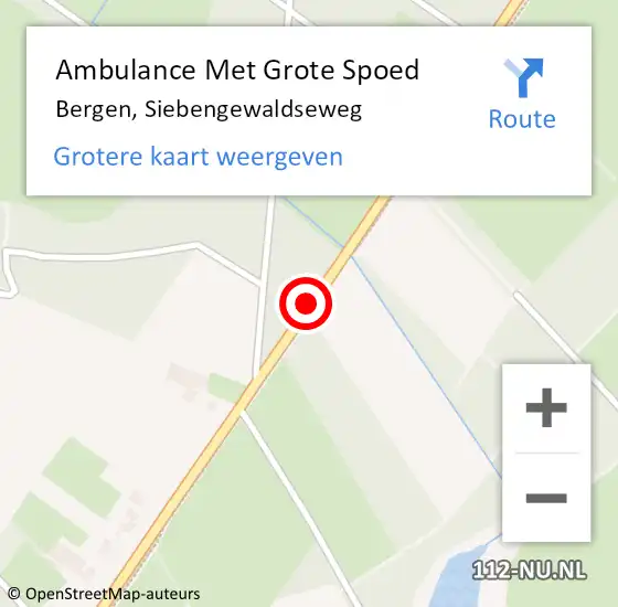 Locatie op kaart van de 112 melding: Ambulance Met Grote Spoed Naar Bergen, Siebengewaldseweg op 26 juni 2019 12:19