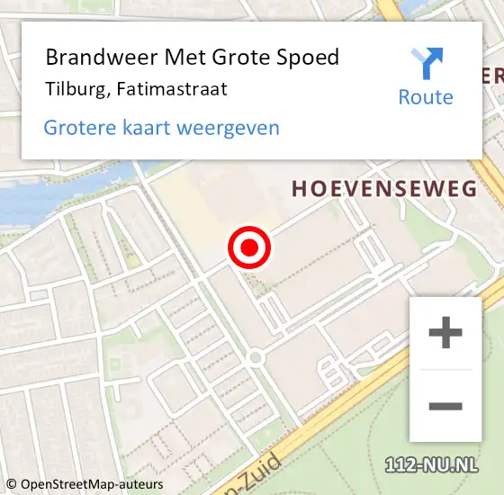 Locatie op kaart van de 112 melding: Brandweer Met Grote Spoed Naar Tilburg, Fatimastraat op 26 juni 2019 13:23