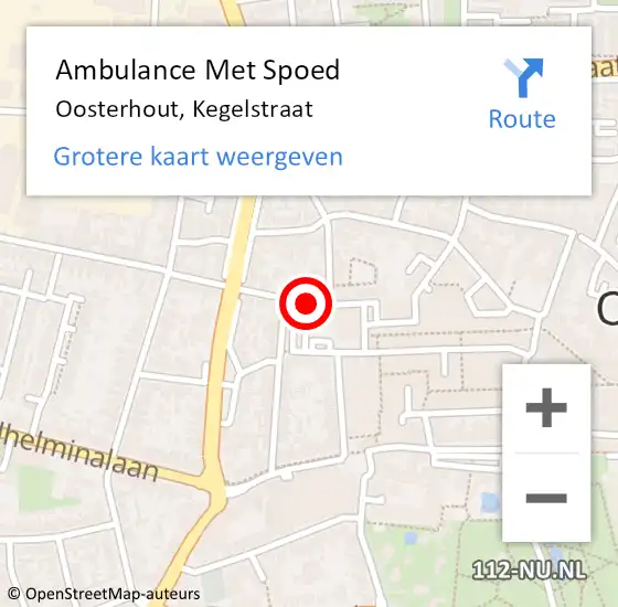 Locatie op kaart van de 112 melding: Ambulance Met Spoed Naar Oosterhout, Kegelstraat op 26 juni 2019 14:29