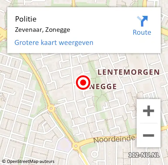 Locatie op kaart van de 112 melding: Politie Zevenaar, Zonegge op 26 juni 2019 14:30