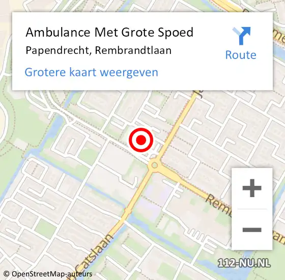 Locatie op kaart van de 112 melding: Ambulance Met Grote Spoed Naar Papendrecht, A15 Re hectometerpaal: 78,1 op 26 juni 2019 14:50
