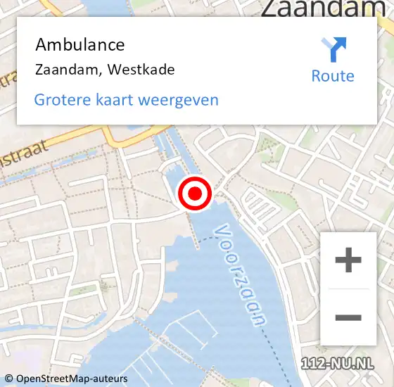Locatie op kaart van de 112 melding: Ambulance Zaandam, Westkade op 26 juni 2019 14:53