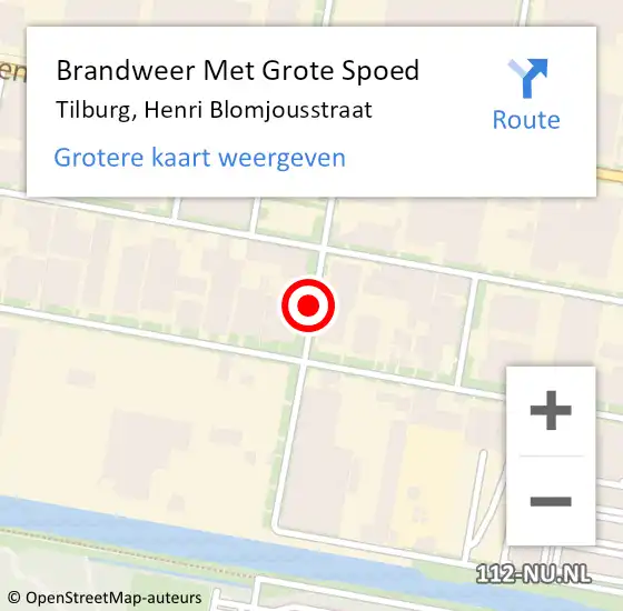 Locatie op kaart van de 112 melding: Brandweer Met Grote Spoed Naar Tilburg, Henri Blomjousstraat op 26 juni 2019 14:56