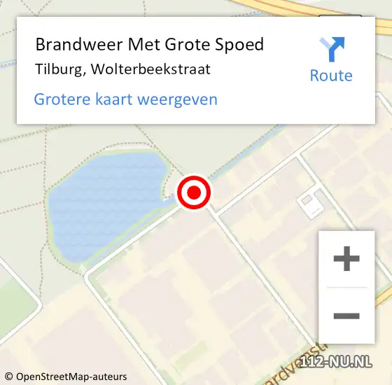 Locatie op kaart van de 112 melding: Brandweer Met Grote Spoed Naar Tilburg, Wolterbeekstraat op 26 juni 2019 15:08