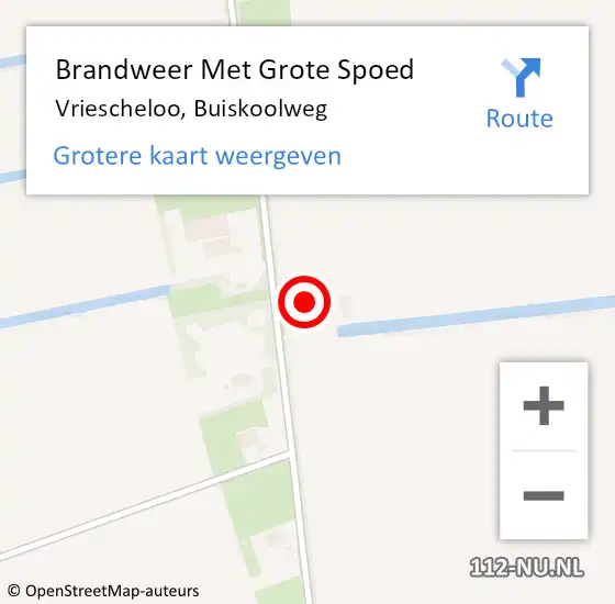 Locatie op kaart van de 112 melding: Brandweer Met Grote Spoed Naar Vriescheloo, Buiskoolweg op 5 april 2014 16:32