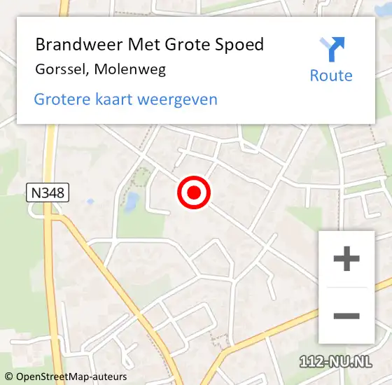 Locatie op kaart van de 112 melding: Brandweer Met Grote Spoed Naar Gorssel, Molenweg op 26 juni 2019 15:55