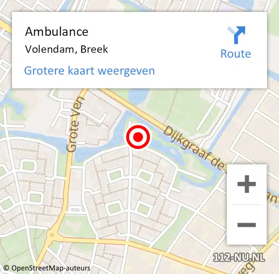 Locatie op kaart van de 112 melding: Ambulance Volendam, Breek op 26 juni 2019 16:07