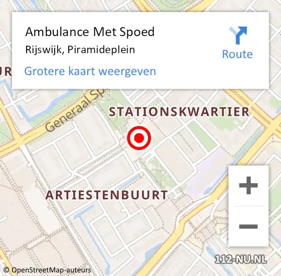 Locatie op kaart van de 112 melding: Ambulance Met Spoed Naar Rijswijk, Piramideplein op 26 juni 2019 16:30