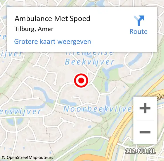 Locatie op kaart van de 112 melding: Ambulance Met Spoed Naar Tilburg, Amer op 26 juni 2019 16:48