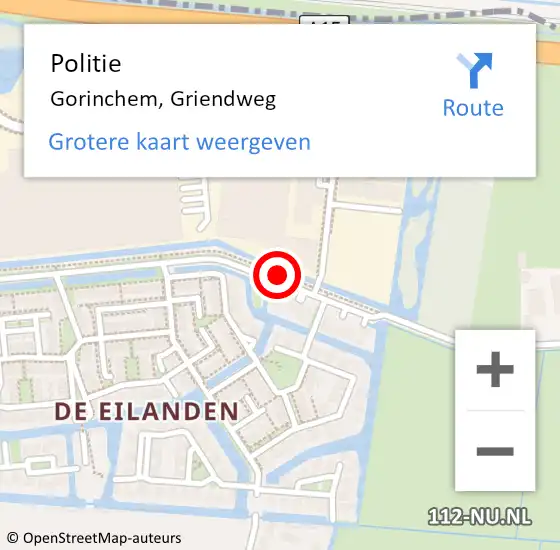 Locatie op kaart van de 112 melding: Politie Gorinchem, Griendweg op 26 juni 2019 16:59