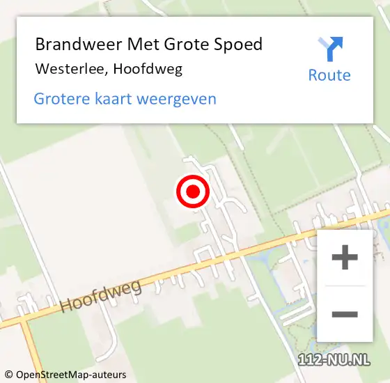 Locatie op kaart van de 112 melding: Brandweer Met Grote Spoed Naar Westerlee, Hoofdweg op 26 juni 2019 17:00