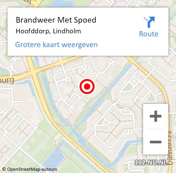 Locatie op kaart van de 112 melding: Brandweer Met Spoed Naar Hoofddorp, Lindholm op 26 juni 2019 17:25