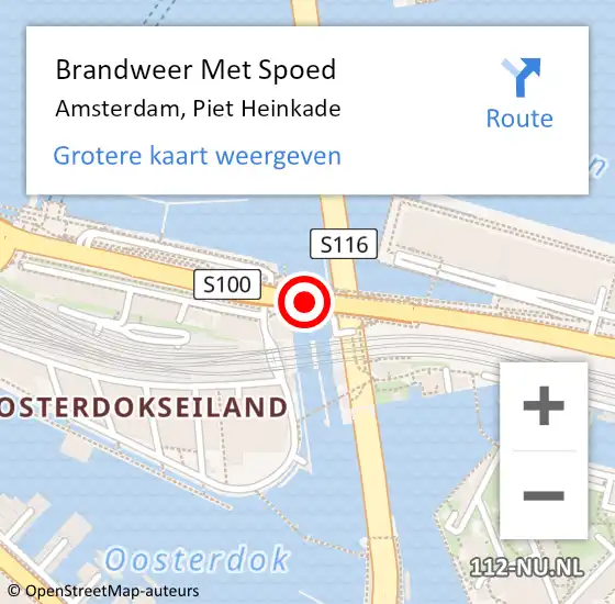 Locatie op kaart van de 112 melding: Brandweer Met Spoed Naar Amsterdam, Piet Heinkade op 26 juni 2019 17:26