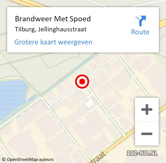 Locatie op kaart van de 112 melding: Brandweer Met Spoed Naar Tilburg, Jellinghausstraat op 26 juni 2019 17:27