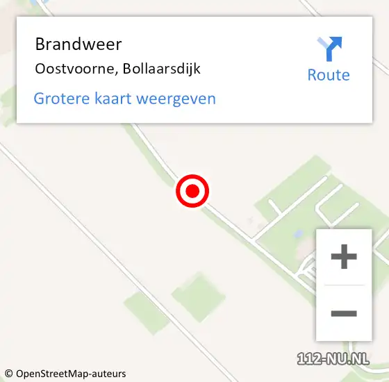 Locatie op kaart van de 112 melding: Brandweer Oostvoorne, Bollaarsdijk op 26 juni 2019 17:33