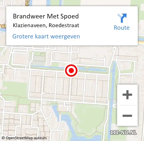 Locatie op kaart van de 112 melding: Brandweer Met Spoed Naar Klazienaveen, Roedestraat op 26 juni 2019 17:39