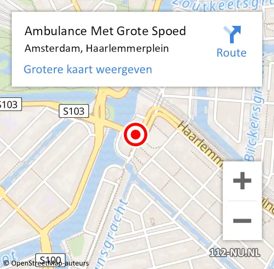 Locatie op kaart van de 112 melding: Ambulance Met Grote Spoed Naar Amsterdam, Haarlemmerplein op 26 juni 2019 17:58
