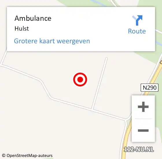 Locatie op kaart van de 112 melding: Ambulance Hulst op 26 juni 2019 17:58
