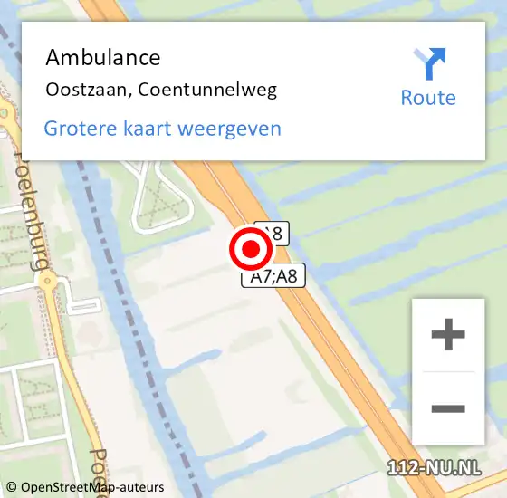 Locatie op kaart van de 112 melding: Ambulance Oostzaan, Coentunnelweg op 26 juni 2019 18:02