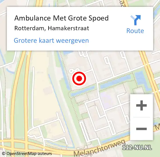 Locatie op kaart van de 112 melding: Ambulance Met Grote Spoed Naar Rotterdam, Hamakerstraat op 26 juni 2019 18:04