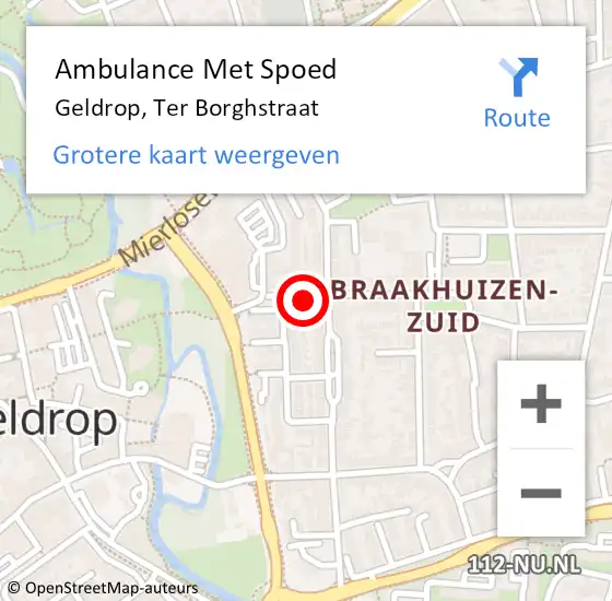 Locatie op kaart van de 112 melding: Ambulance Met Spoed Naar Geldrop, Ter Borghstraat op 26 juni 2019 19:51