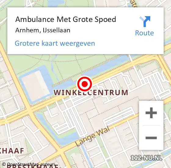 Locatie op kaart van de 112 melding: Ambulance Met Grote Spoed Naar Arnhem, IJssellaan op 26 juni 2019 19:52