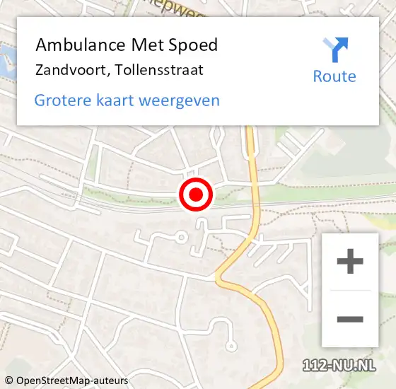 Locatie op kaart van de 112 melding: Ambulance Met Spoed Naar Zandvoort, Tollensstraat op 26 juni 2019 20:10