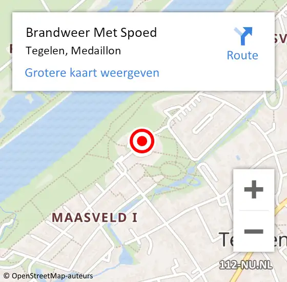 Locatie op kaart van de 112 melding: Brandweer Met Spoed Naar Tegelen, Medaillon op 26 juni 2019 20:30